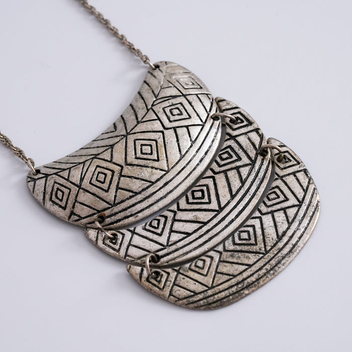 Vintage Layered Tribal Geometric Statement Necklace