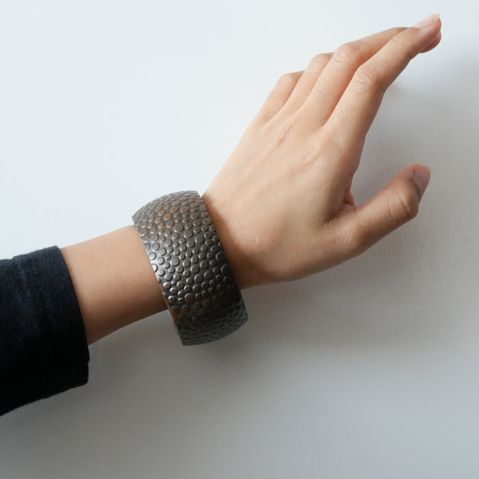 Vintage Hammered Dome Cuff Bracelet