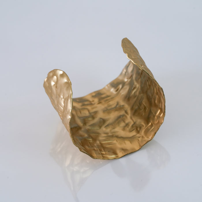 Vintage Hammered Gold Wide Cuff Bracelet