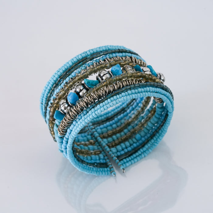 Vintage Beaded Tribal Cuff Bracelet