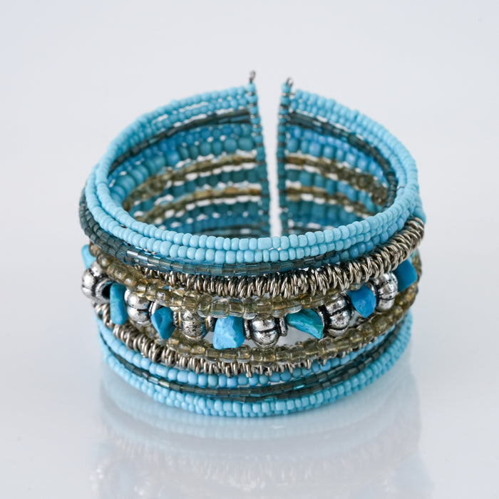 Vintage Beaded Tribal Cuff Bracelet