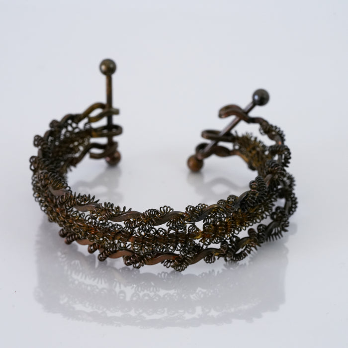 Vintage Oxidized Wirework Cuff Bracelet