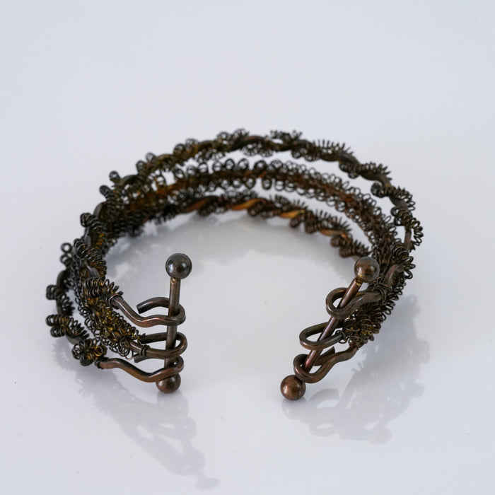 Vintage Oxidized Wirework Cuff Bracelet