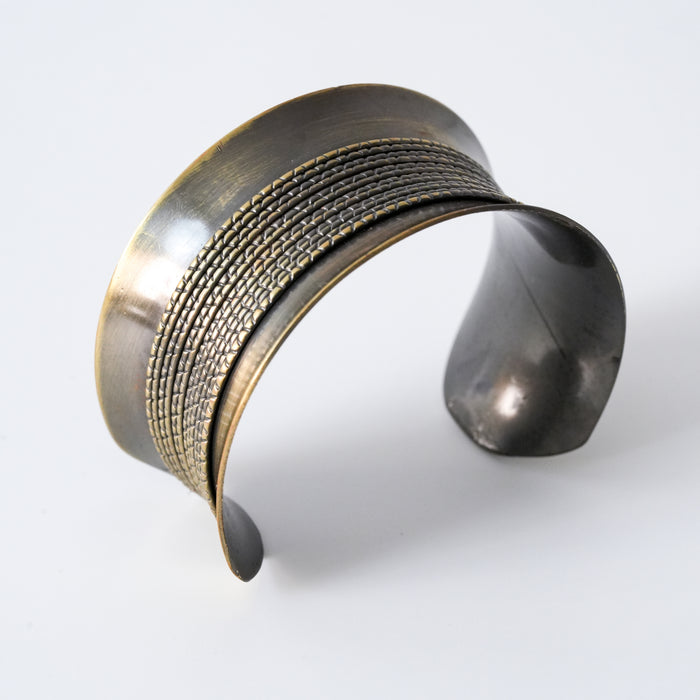 Vintage Textured Wide Cuff Bracelet