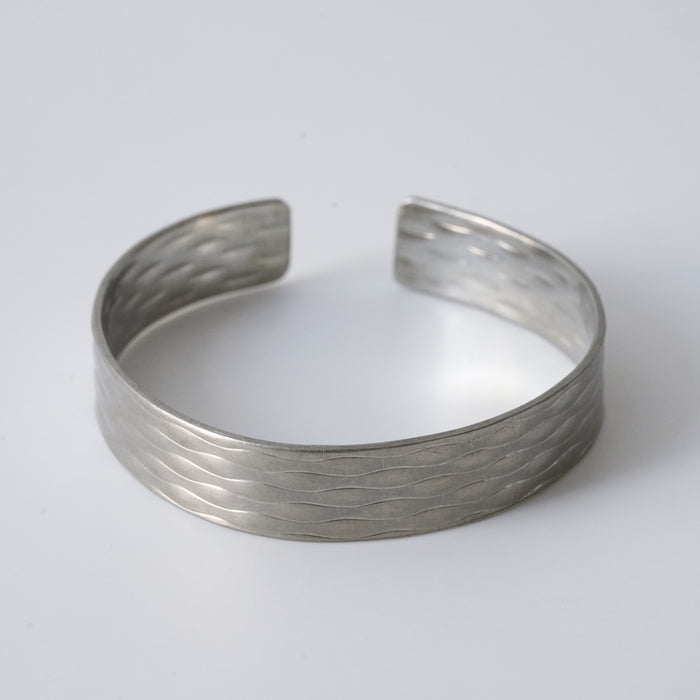 Vintage Wave Engraved Silver Cuff Bracelet