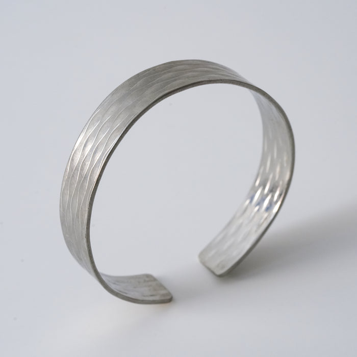 Vintage Wave Engraved Silver Cuff Bracelet