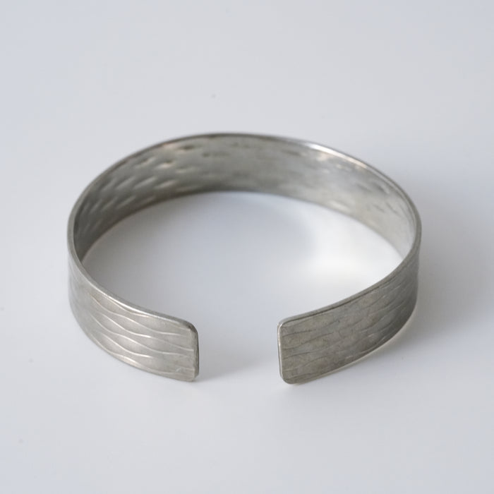 Vintage Wave Engraved Silver Cuff Bracelet