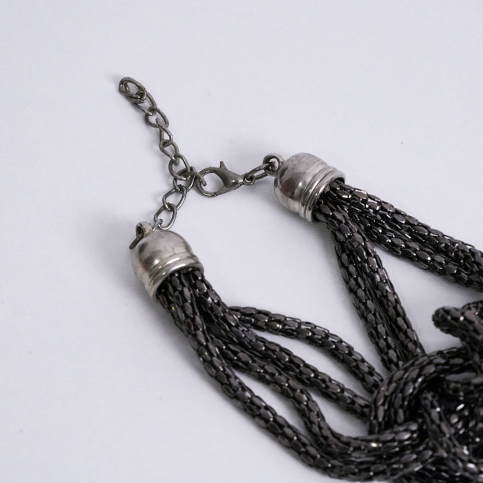 Vintage Layered Black Chain Knot Statement Bracelet