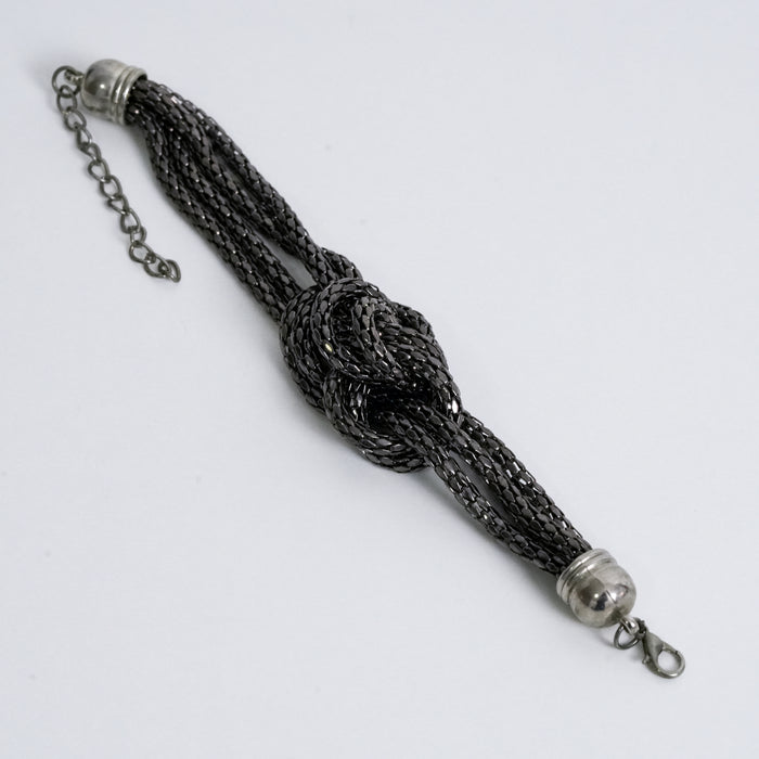 Vintage Layered Black Chain Knot Statement Bracelet