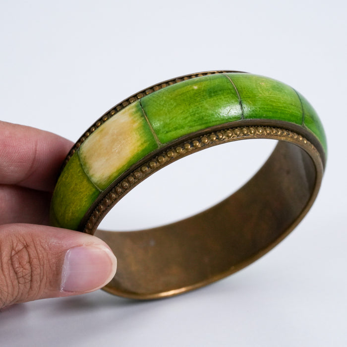 Vintage Green Inlay Bangle
