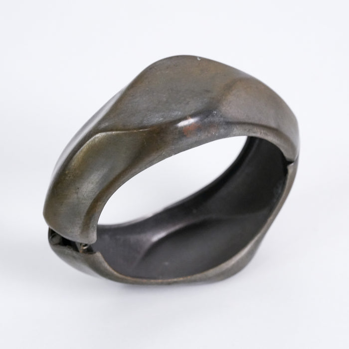 Vintage Sculptural Antique Hinged Bangle Bracelet
