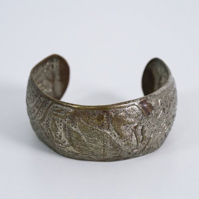 Vintage Etched Silver-Tone Cuff Bracelet