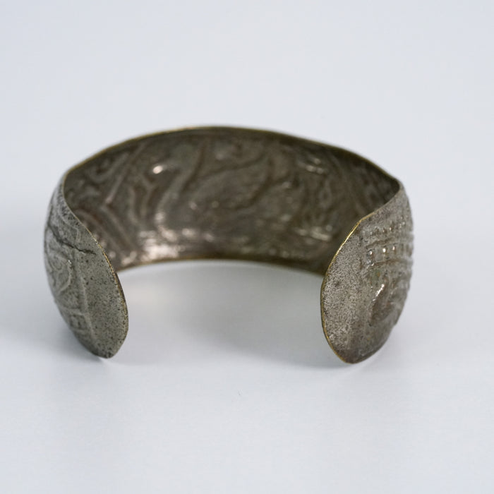 Vintage Etched Silver-Tone Cuff Bracelet