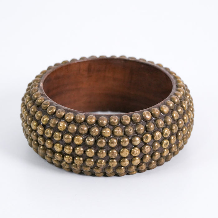 Vintage Studded Wooden Bangle Bracelet