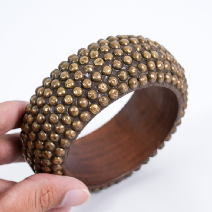Vintage Studded Wooden Bangle Bracelet