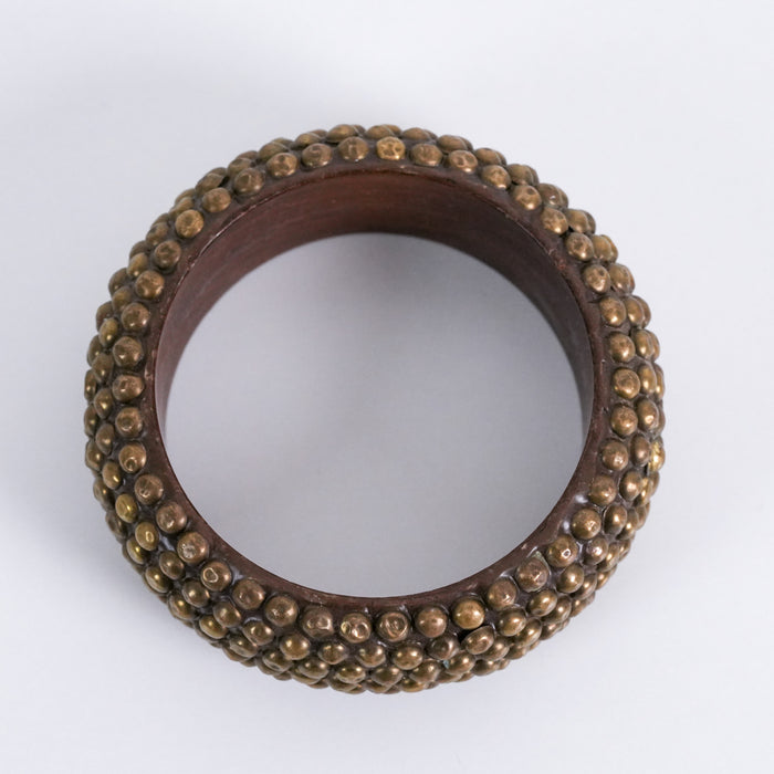 Vintage Studded Wooden Bangle Bracelet