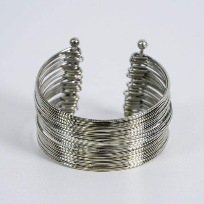 Vintage Silver-Tone Layered Wire Cuff Bracelet