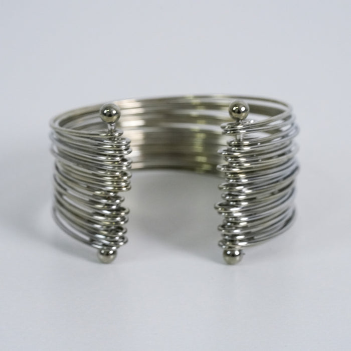 Vintage Silver-Tone Layered Wire Cuff Bracelet