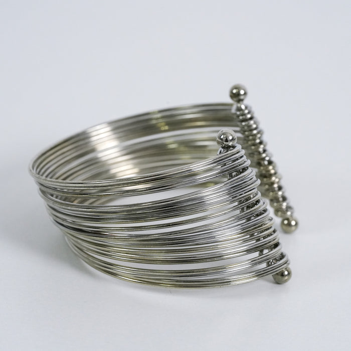 Vintage Silver-Tone Layered Wire Cuff Bracelet