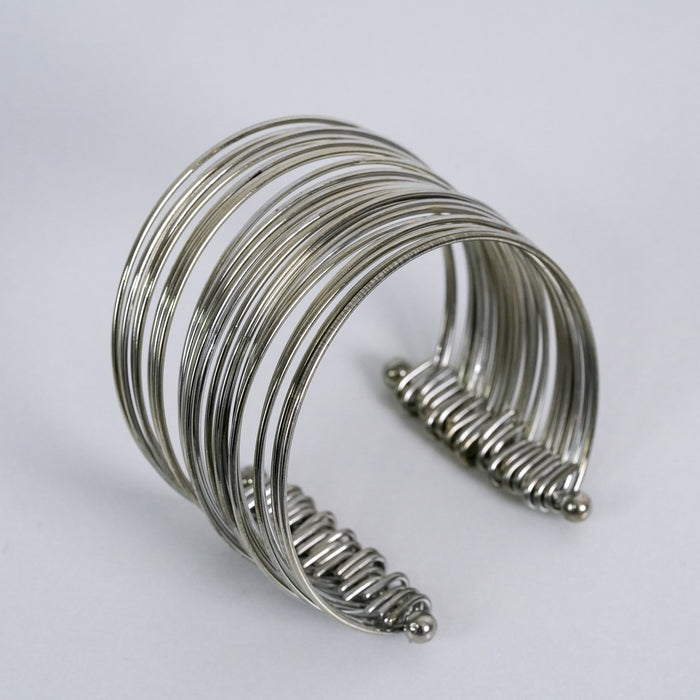 Vintage Silver-Tone Layered Wire Cuff Bracelet