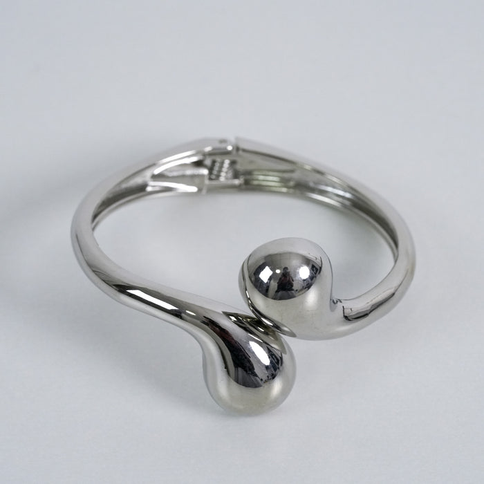 Vintage Silver-Tone Sculptural Orb Cuff Bracelet