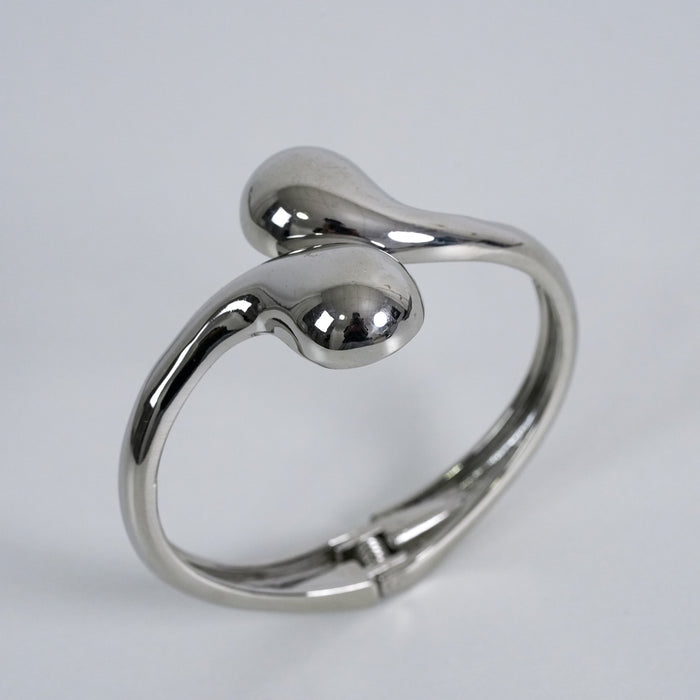 Vintage Silver-Tone Sculptural Orb Cuff Bracelet