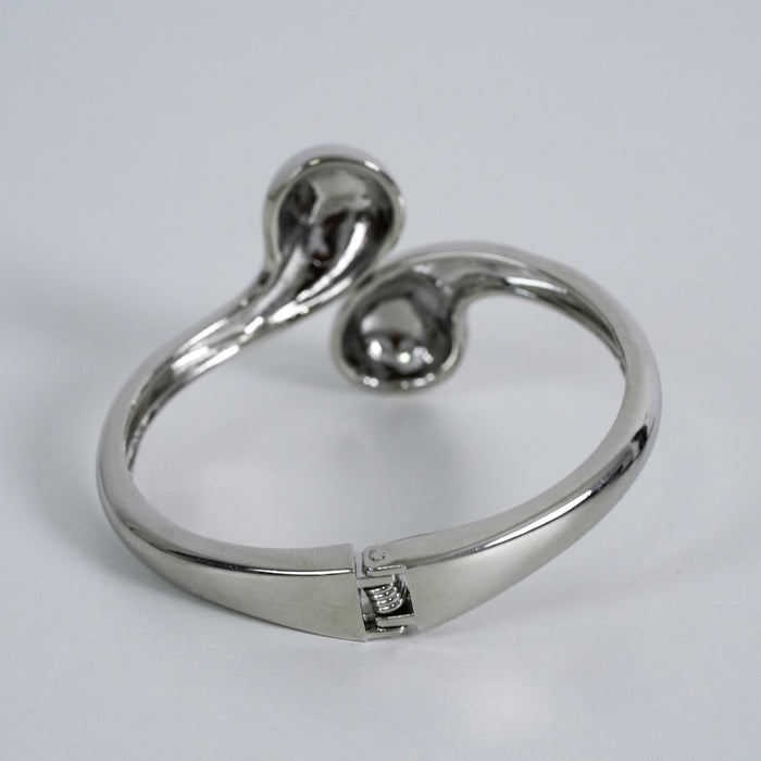 Vintage Silver-Tone Sculptural Orb Cuff Bracelet