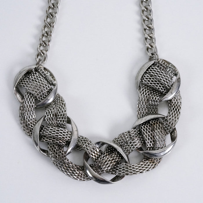 Vintage ALDO Silver Mesh Chain Statement Necklace