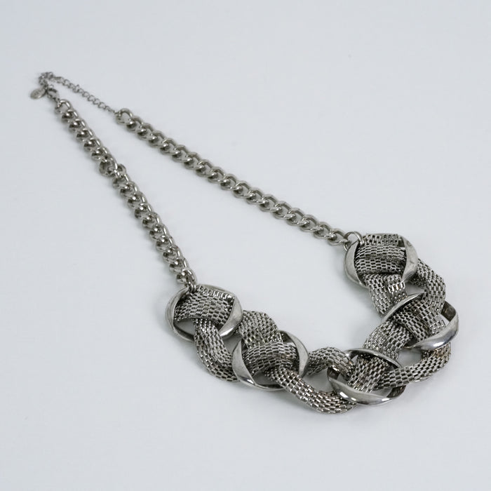 Vintage ALDO Silver Mesh Chain Statement Necklace