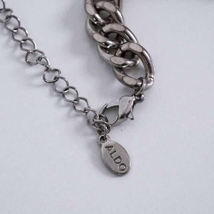 Vintage ALDO Silver Mesh Chain Statement Necklace