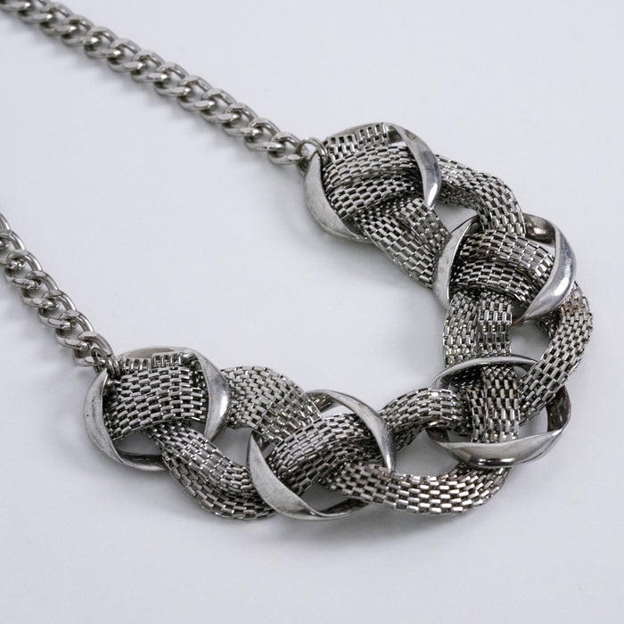 Vintage ALDO Silver Mesh Chain Statement Necklace