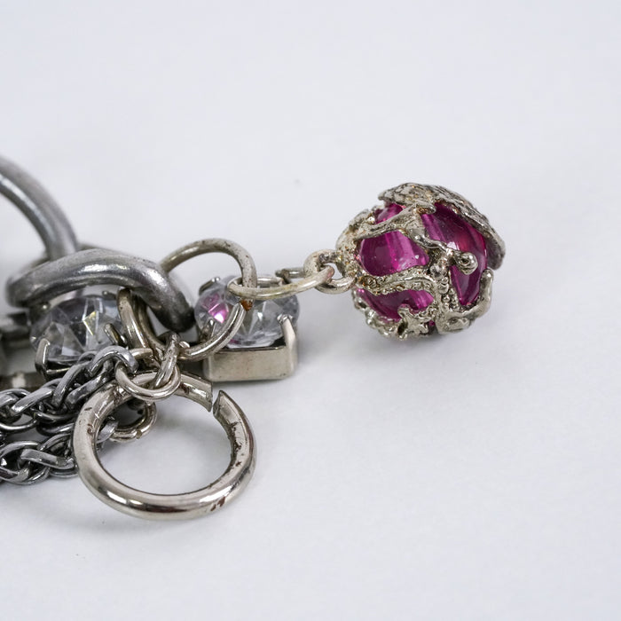 Vintage Multi-Chain Crystal Charm Bracelet