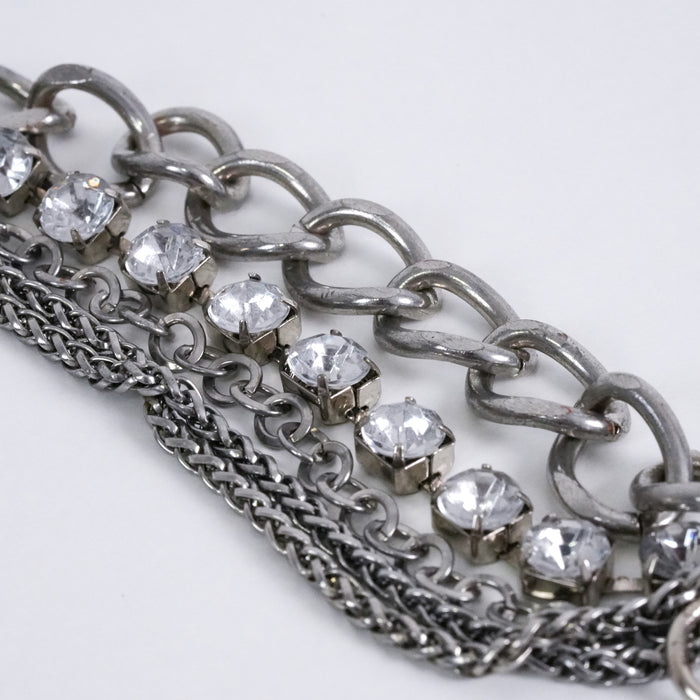 Vintage Multi-Chain Crystal Charm Bracelet