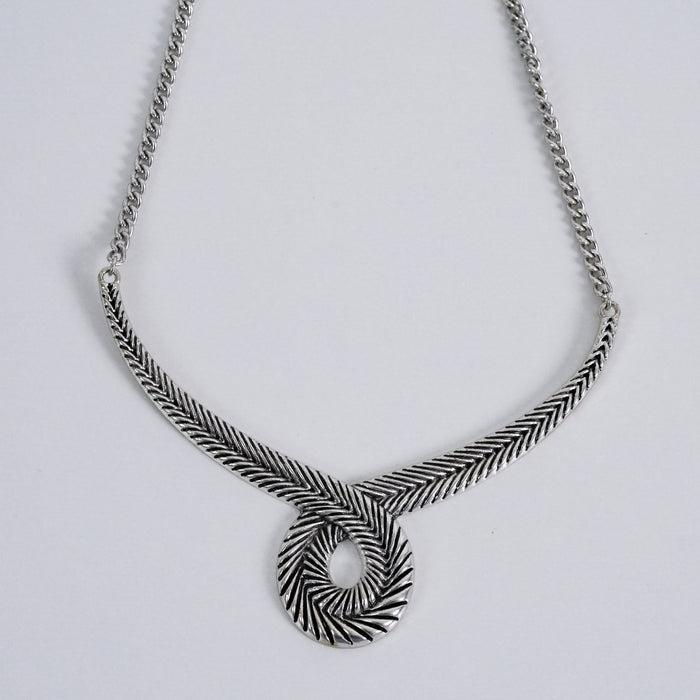 Vintage Silver-Tone Chevron Collar Necklace