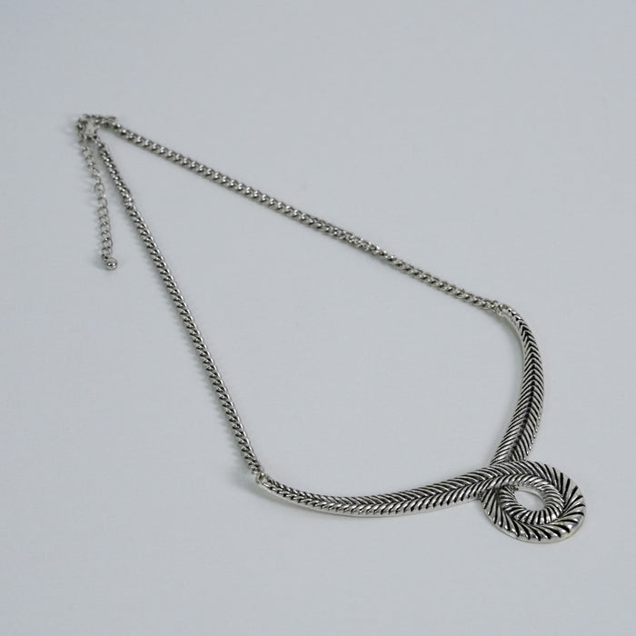 Vintage Silver-Tone Chevron Collar Necklace