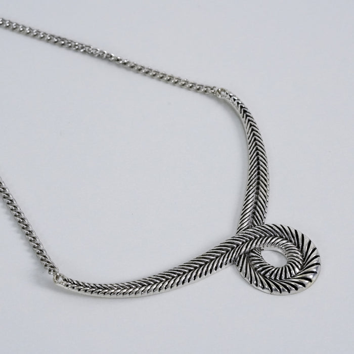 Vintage Silver-Tone Chevron Collar Necklace
