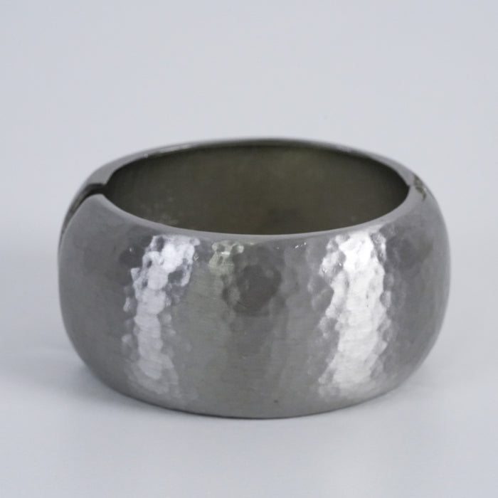 Vintage Silver-Tone Wide Hinged Cuff Bracelet