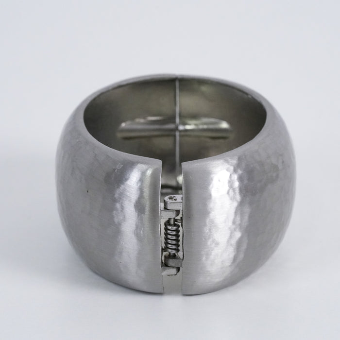 Vintage Silver-Tone Wide Hinged Cuff Bracelet