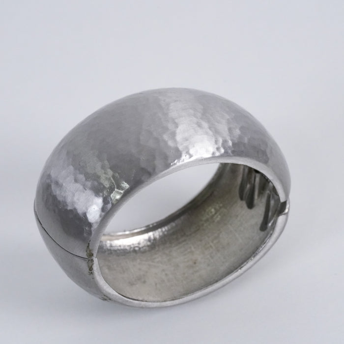 Vintage Silver-Tone Wide Hinged Cuff Bracelet