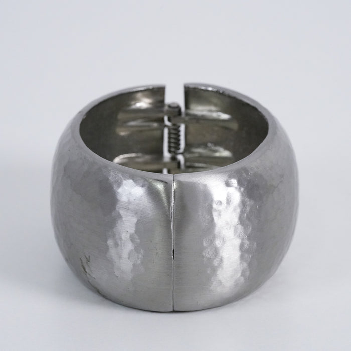 Vintage Silver-Tone Wide Hinged Cuff Bracelet