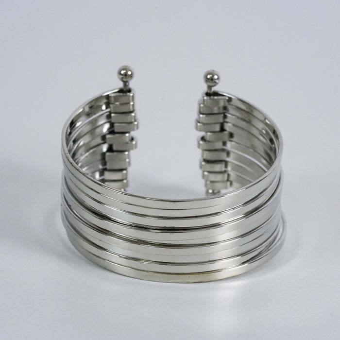 Vintage Silver-Tone Layered Wire Cuff Bracelet