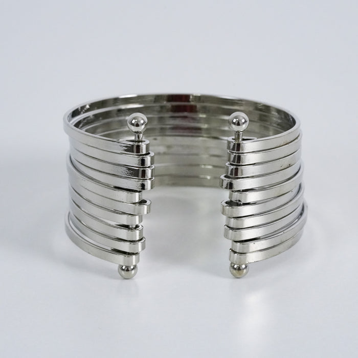 Vintage Silver-Tone Layered Wire Cuff Bracelet