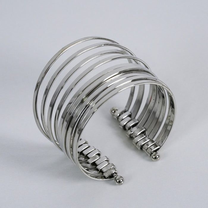 Vintage Silver-Tone Layered Wire Cuff Bracelet