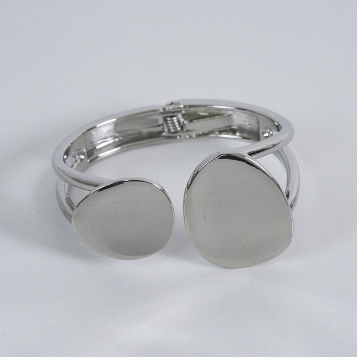 Vintage Silver-Tone Sculptural Disc Cuff Bracelet