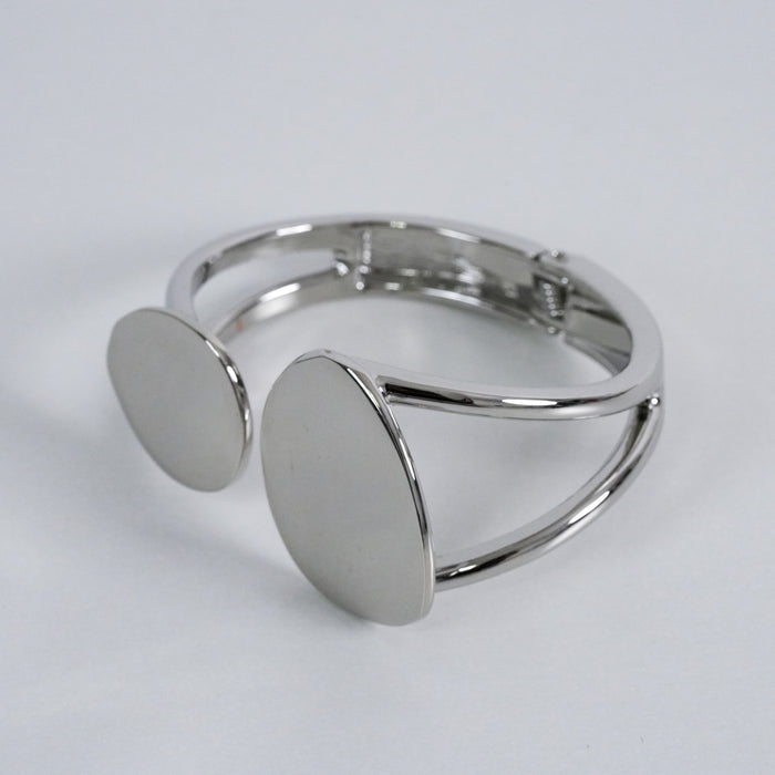 Vintage Silver-Tone Sculptural Disc Cuff Bracelet