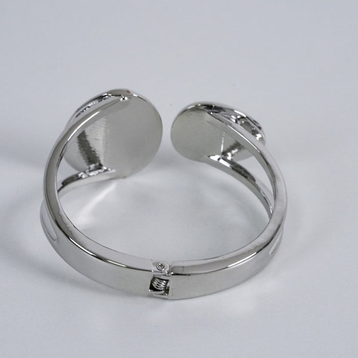 Vintage Silver-Tone Sculptural Disc Cuff Bracelet