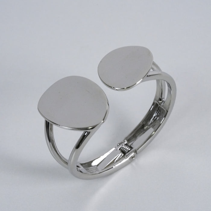 Vintage Silver-Tone Sculptural Disc Cuff Bracelet