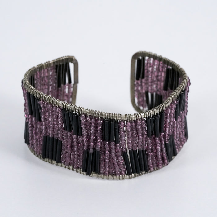 Vintage Beaded Wide Cuff Bracelet