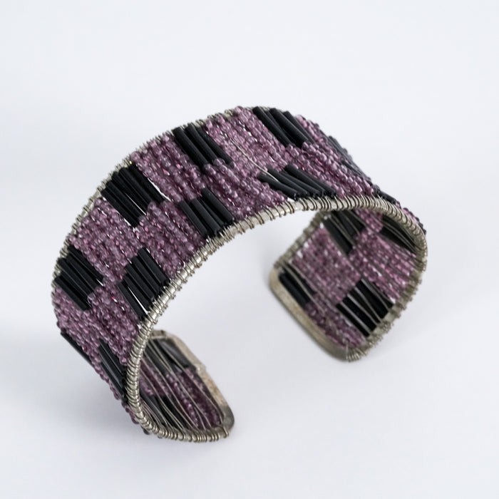 Vintage Beaded Wide Cuff Bracelet
