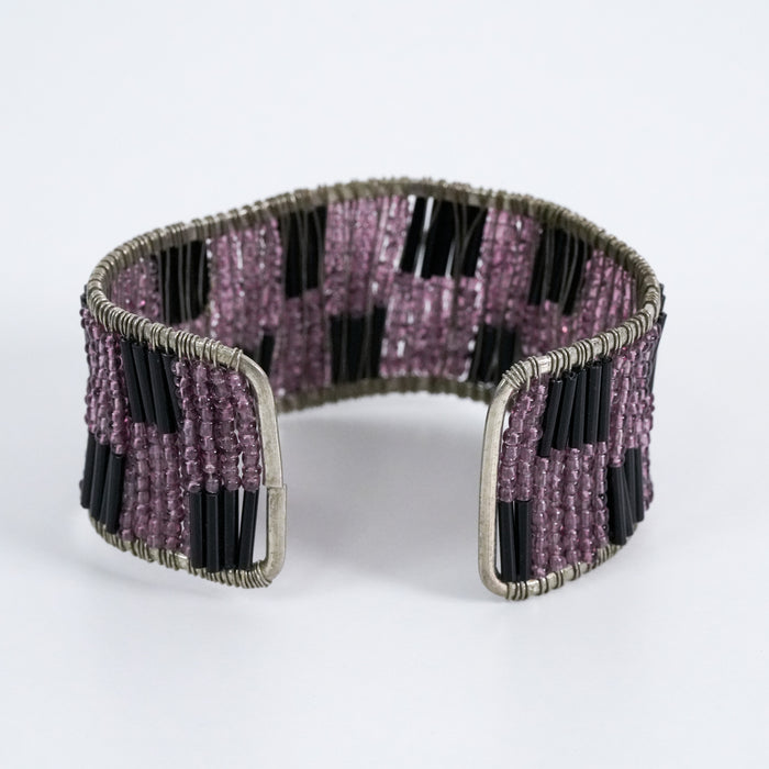 Vintage Beaded Wide Cuff Bracelet